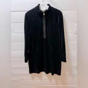 LILLY PULITZER Black Velour Half-Zip Dress XL